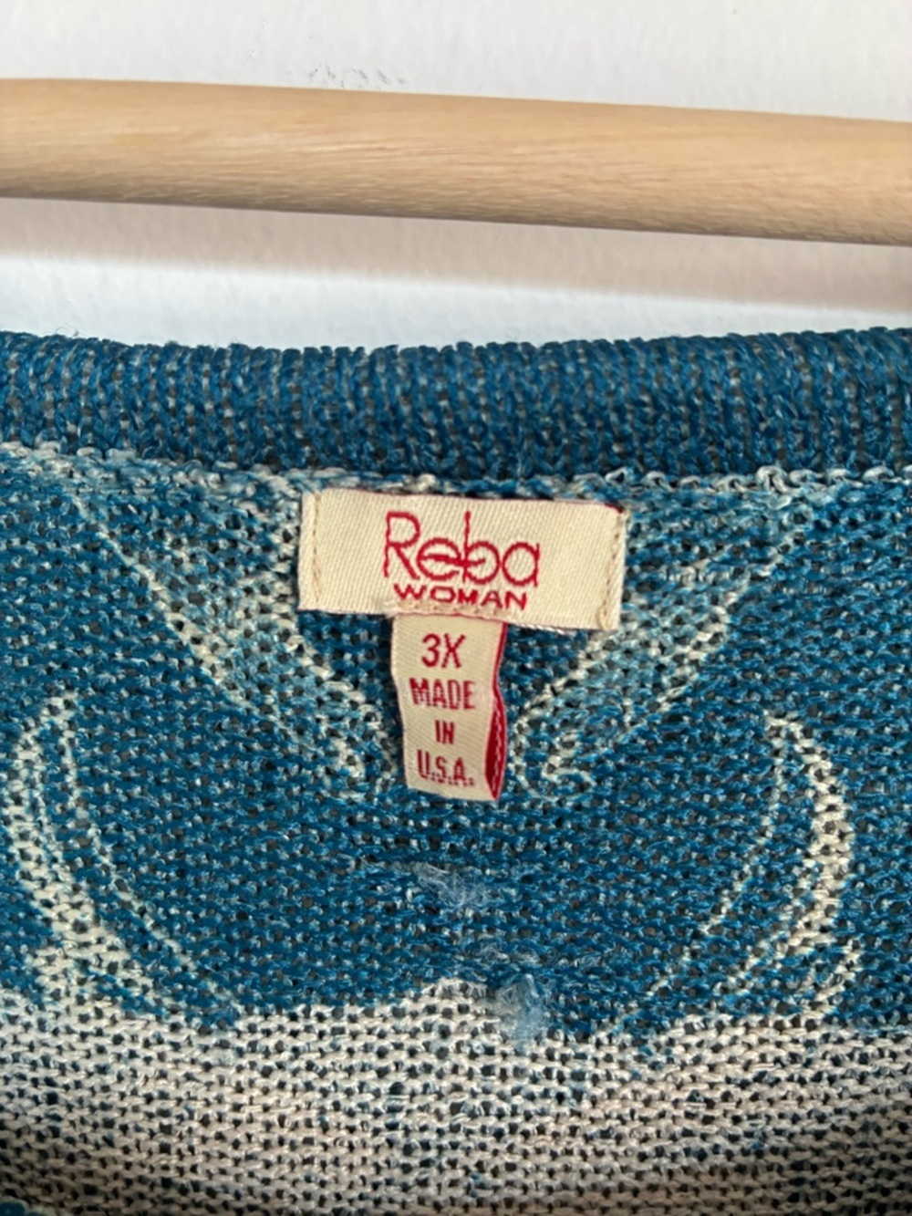 Reba Cowl Neck Knit Rhinestone Top 3X Blue Graphic Western Cowgirl - Picture 4 of 10